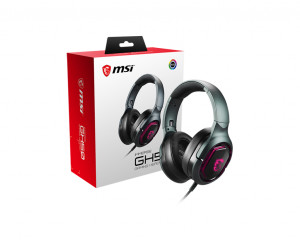 MSI IMMERSE GH50 7.1 Virtual Surround Sound RGB Gaming Headset 'Black with Ambient Dragon Logo, RGB Mystic Light, USB, inline audio